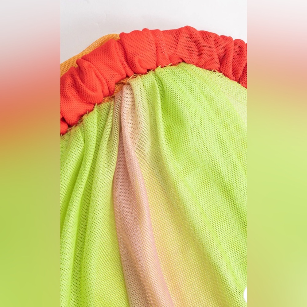 Ombre Print Twist Mesh One Shoulder Sleeveless Midi Dress - Picture 3 of 7